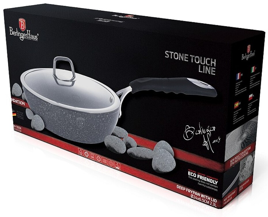 BERLINGERHAUS Pánev hluboká s poklicí s mramorovým povrchem 24 cm Gray Stone Touch Line BH-1165 - main (5)