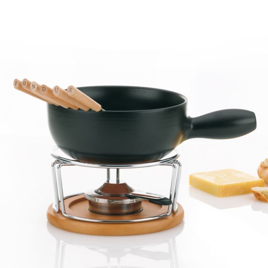 KELA Sýrové fondue NATURA keramika, nerez, chrom, dřevo KL-61306 - main (0)