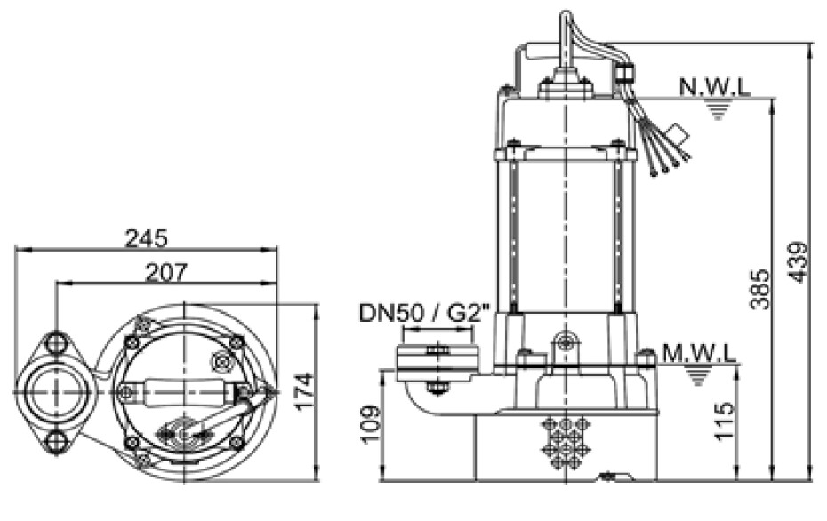 Ponorné čerpadlo HCP SS‐21A 230V bez plováku - main (2)