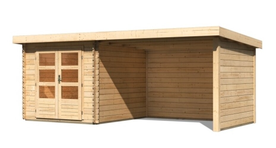 Dřevěný domek KARIBU BASTRUP 4 + přístavek 300 cm včetně zadní a boční stěny (73327) natur LG3015 - main (0)