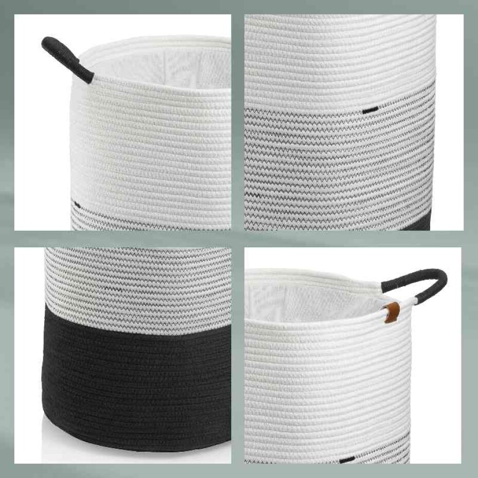 KELA Koš na prádlo Hedda směs bavlna/polyester bílo-černá 57,0 cm  40,0 cm KL-24453 - main (4)