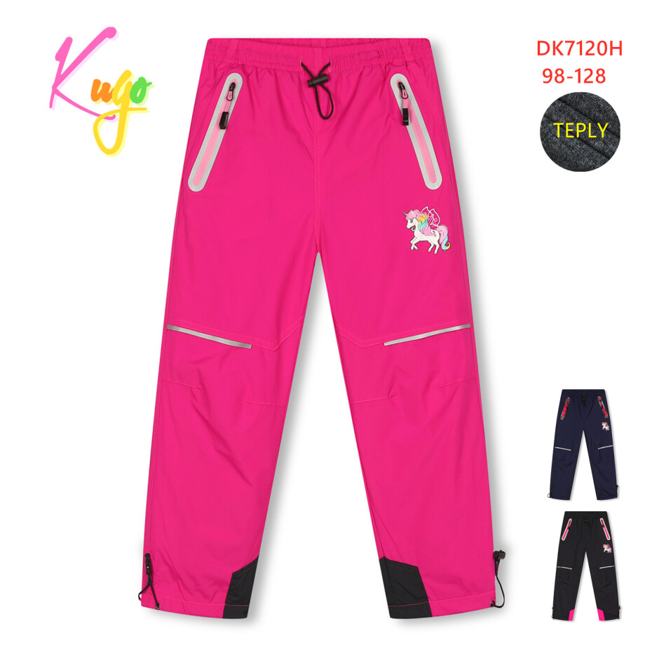 Dívčí šusťákové kalhoty, zateplené - KUGO DK7120, růžová Barva: Růžová, Velikost: 98 - main (1)