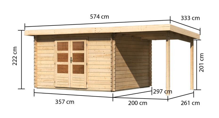 Dřevěný domek KARIBU BASTRUP 7 + přístavek 200 cm (78673) natur LG2934 - main (1)