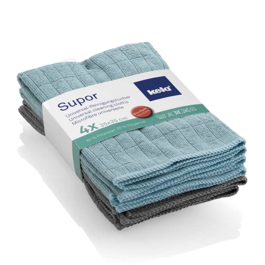 KELA Utěrka univerzální sada 4ks SUPOR mikrovlákno zelená / šedá KL-12731 - main (0)
