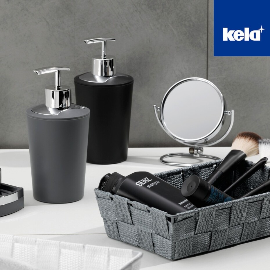 KELA Dávkovač mýdla MARTA plastik šedá H 17cm / Ř 8cm / 350 KL-24197 - main (6)