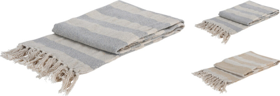 HOMESTYLING Deka se střapci bavlna 130 x 170 cm modrá KO-A35821740modr - main (0)