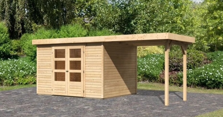 Dřevěný domek KARIBU ASKOLA 5 + přístavek 240 cm (73248) natur LG3194 - main (2)