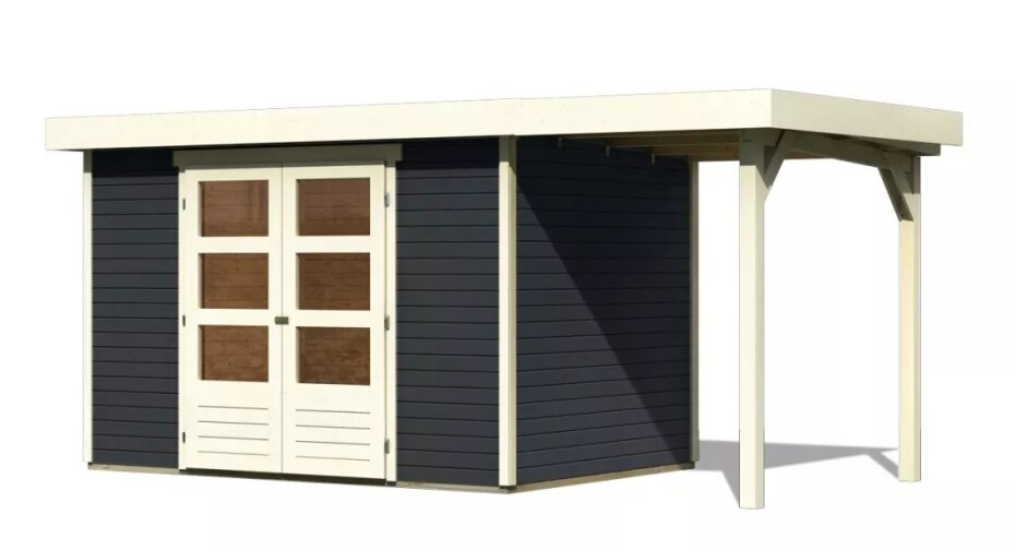 Dřevěný domek KARIBU ASKOLA 4 + přístavek 150 cm (38669) antracit LG3257 - main (0)