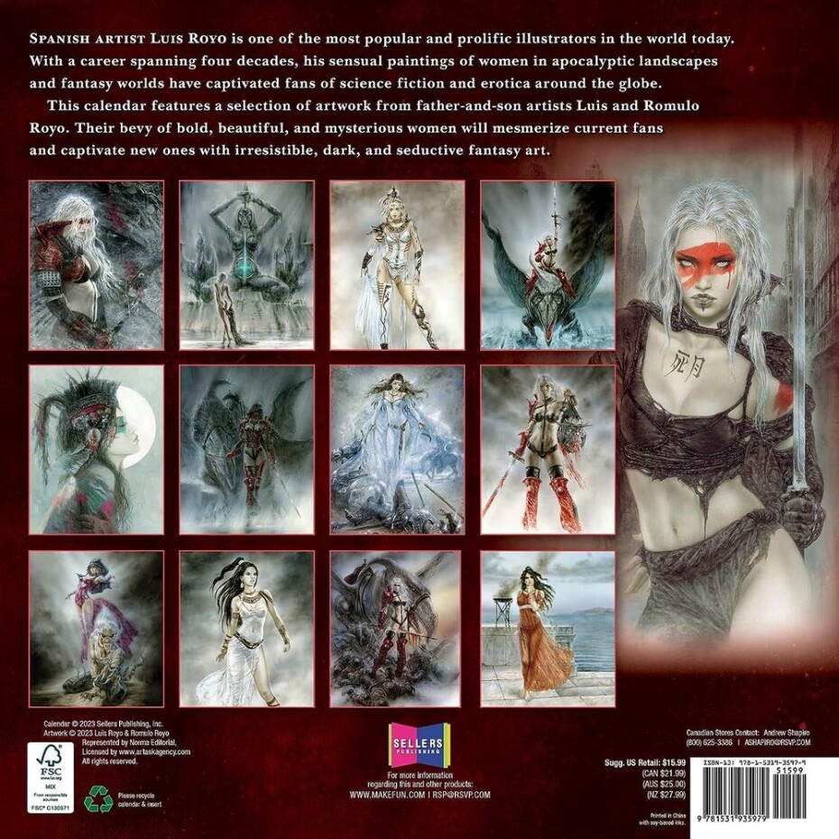 FANTASY ART OF ROYO - OFFICIAL 2024 CALENDAR (sleva - naražený roh) - main (1)