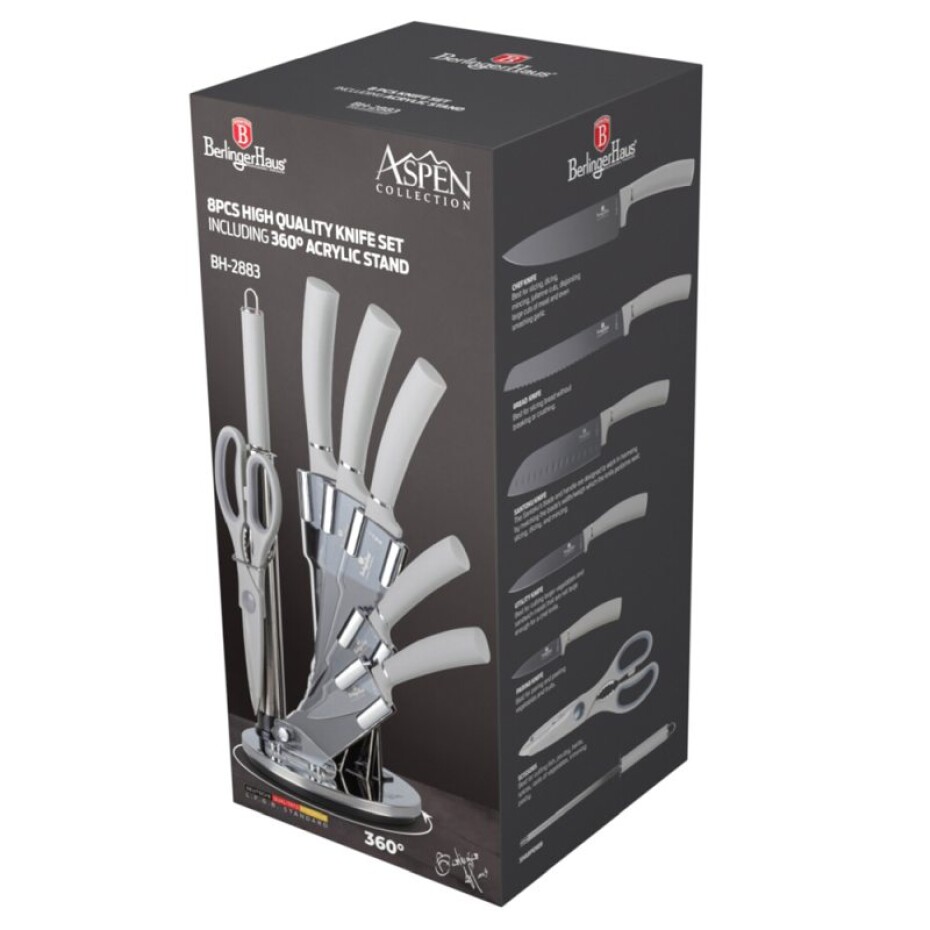 BERLINGERHAUS Sada nožů s nepřilnavým povrchem a otočným stojanem 8 ks Aspen Collection BH-2883 - main (2)