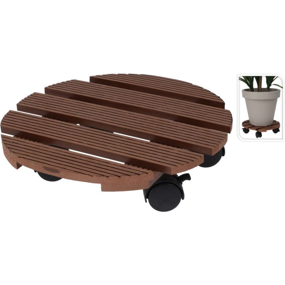 PROGARDEN Podstavec pod květináč s kolečky 29cm hnědý KO-X64000050 - main (0)