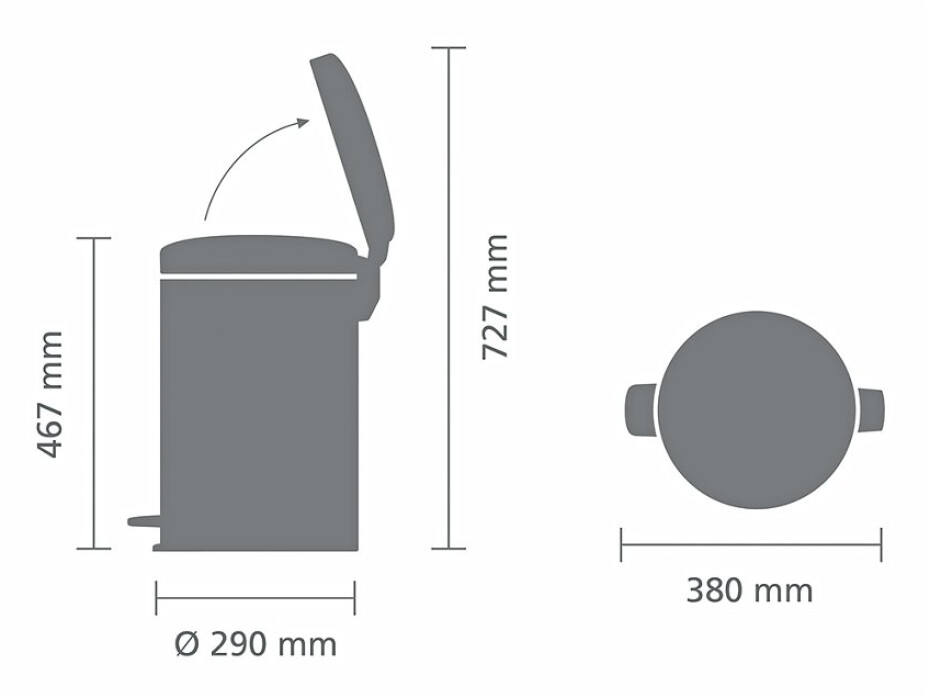 Pedálový odpadkový koš NEWICON 20 l, matná ocelová, ocel, Brabantia - main (6)
