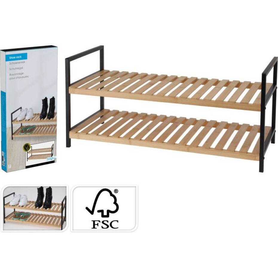 HOMESTYLING Botník bambusový 2 police 70 x 30 x 32 cm KO-784630150 - main (0)