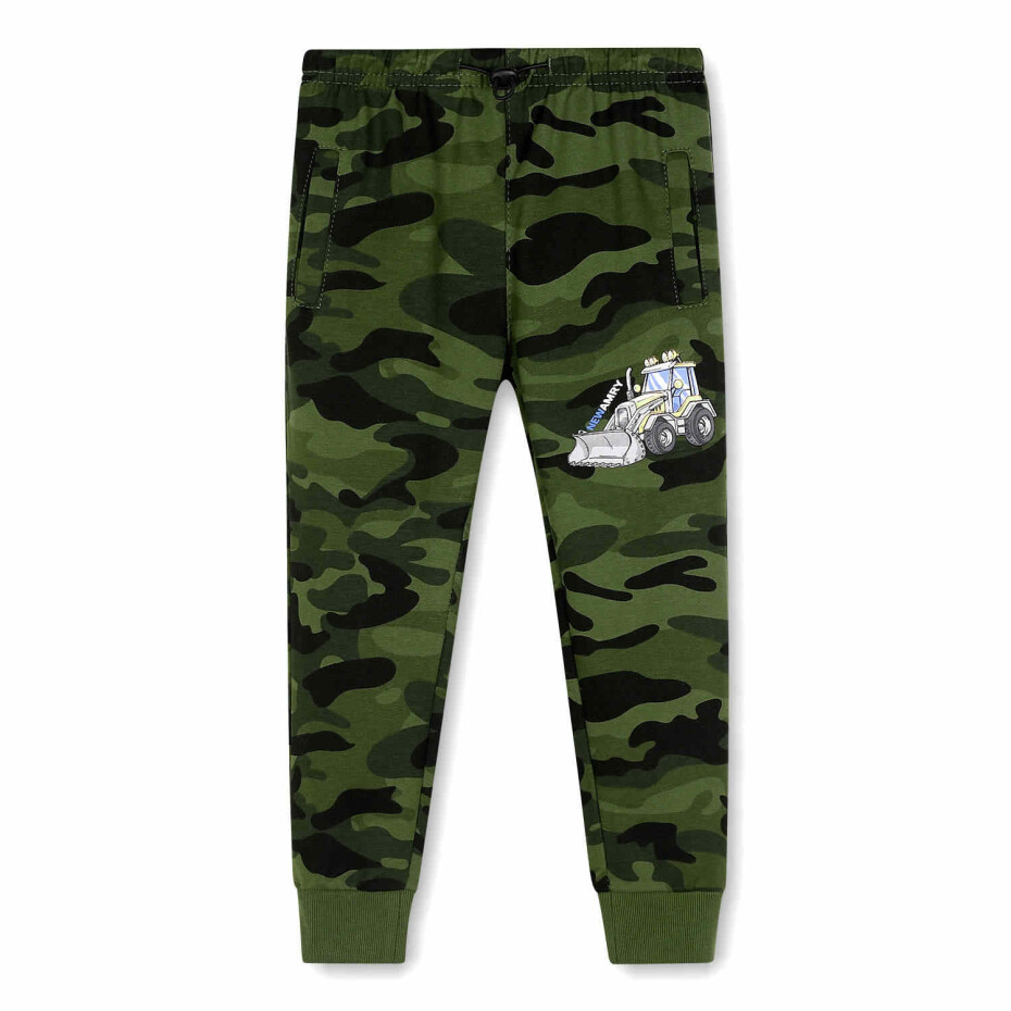 Chlapecké tepláky - KUGO MT0505, khaki/ oranžový bagr Barva: Khaki, Velikost: 98 - main (2)