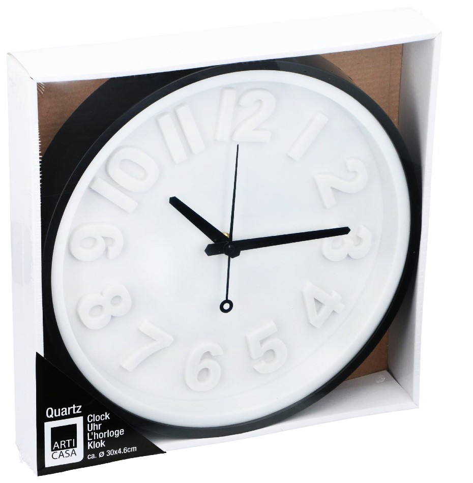 ARTICASA Nástěnné hodiny 30 cm černá / bílá ED-224296cern - main (0)