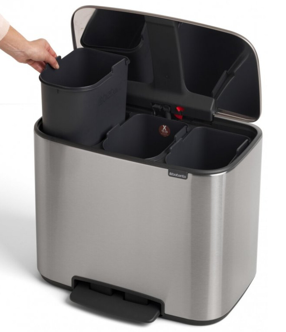 Pedálový odpadkový koš BO 3 x 11 l, matná ocelová, Brabantia - main (2)