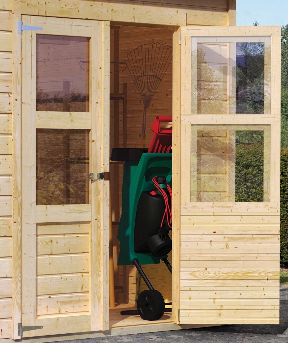 Dřevěný domek KARIBU MERSEBURG 3 + přístavek 166 cm (68763) natur LG1750 - main (3)