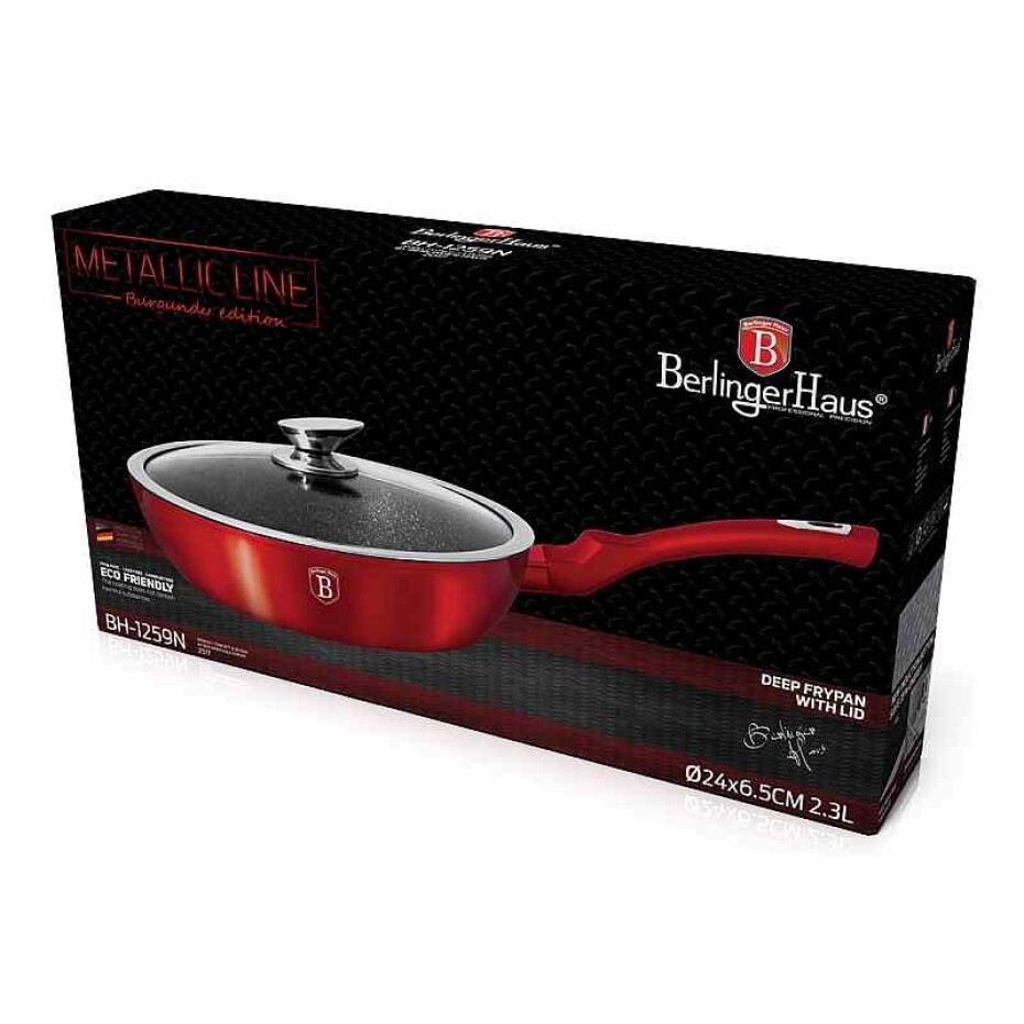 BERLINGERHAUS Pánev hluboká s mramorovým povrchem a poklicí 24 cm Burgundy Metallic Line BH-1259 - main (9)