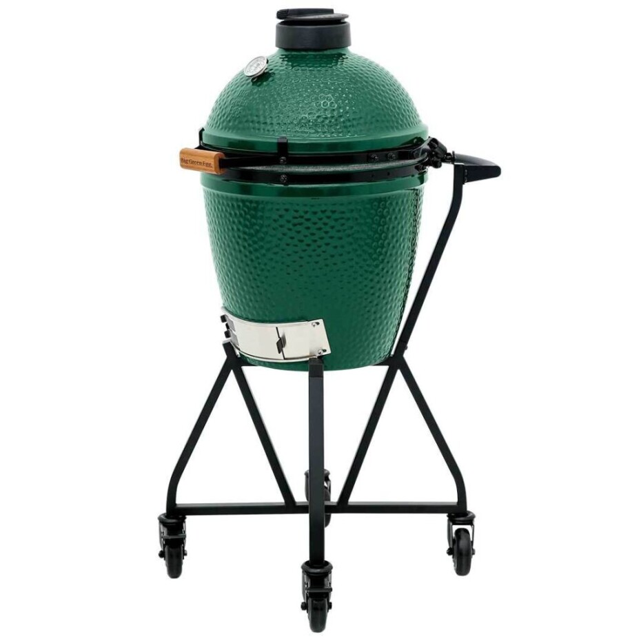 Gril na dřevěné uhlí M 38 cm,  + intEGGrovaný pojízdný stojan s držadlem, zelená, Big Green Egg - main (10)