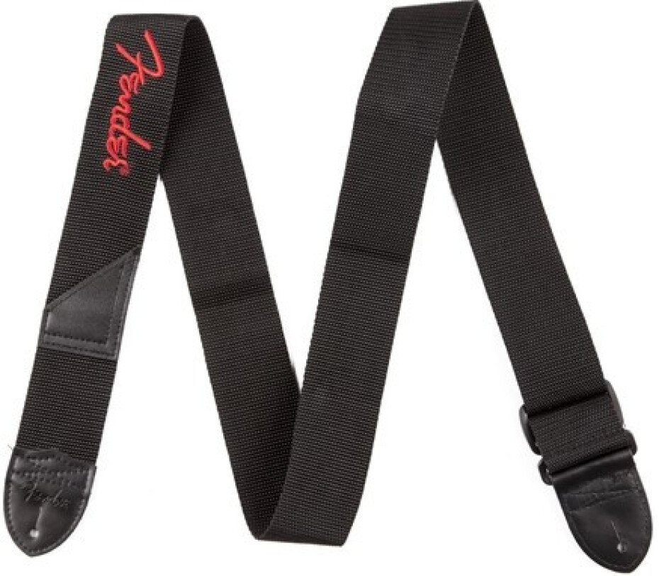 Fender Poly Logo Strap Red Logo Black - main (0)