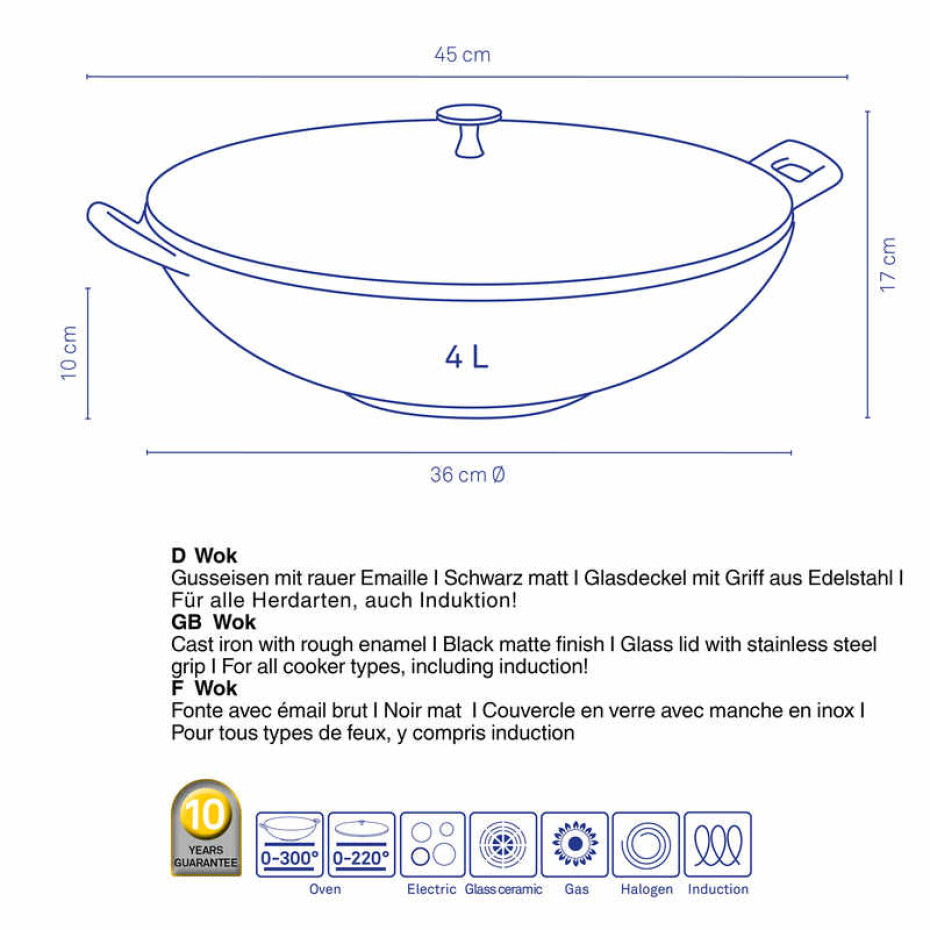 KELA Wok s poklicí litinový CALIDO 36 cm černá KL-12475 - main (7)