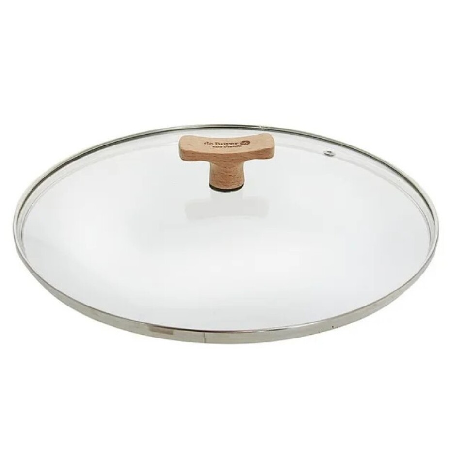 Poklice 28 cm,  s dřevěným úchytem, sklo, de Buyer - main (0)