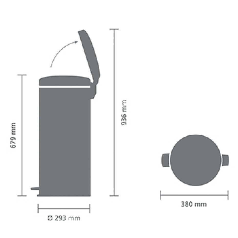 Pedálový odpadkový koš NEWICON 30 l, minerální šedá, Brabantia - main (6)