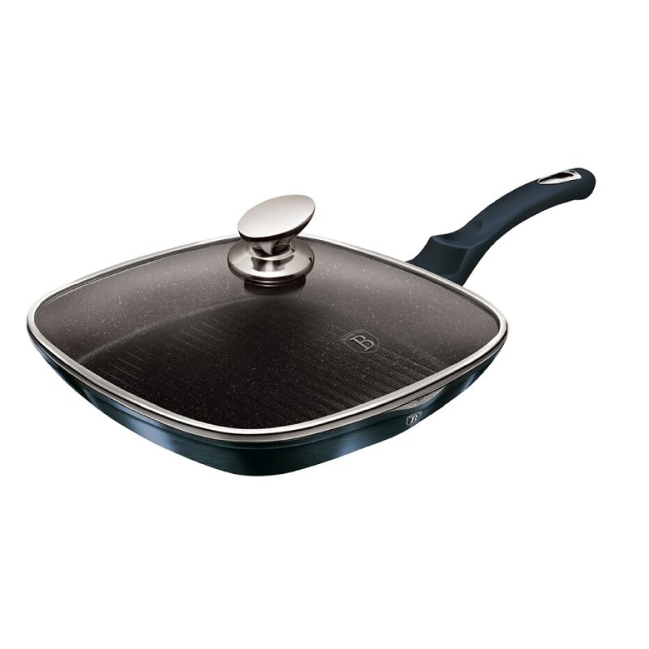 BERLINGERHAUS Grilovací pánev s mramorovým povrchem a poklicí 28 cm Aquamarine Metallic Line BH-7028 - main (0)