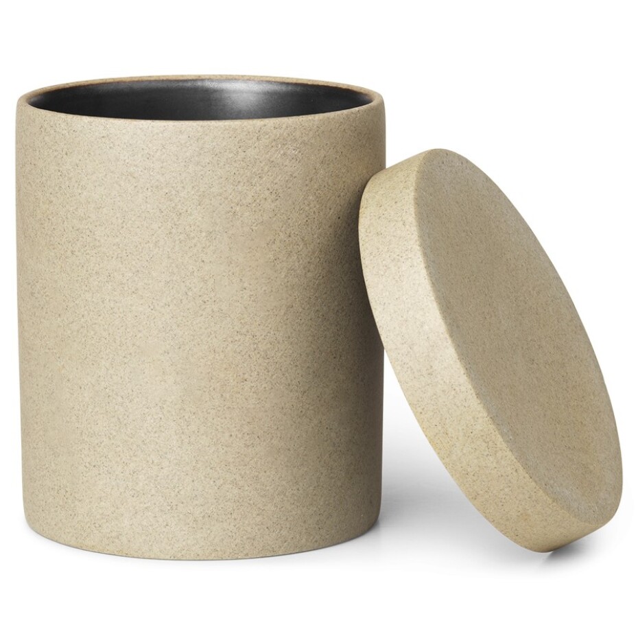 Kelímek na zubní kartáčky BON 10,5 cm, písková, porcelán, ferm LIVING - main (2)