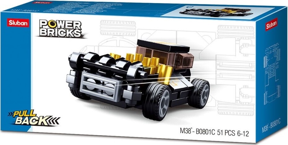 Sluban Power Bricks M38-B0801C natahovací autíčko černé - main (0)