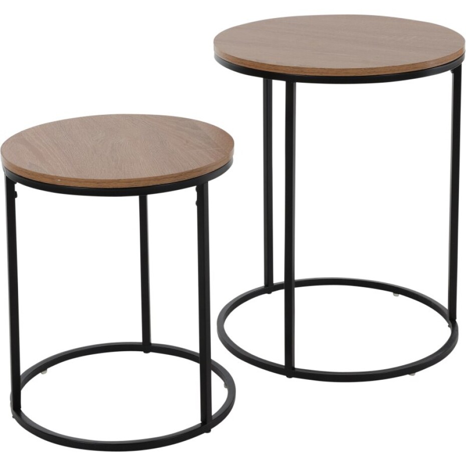 HOMESTYLING Servírovací stolky kulaté sada 2 ks borovice světlá KO-NB1510050 - main (0)