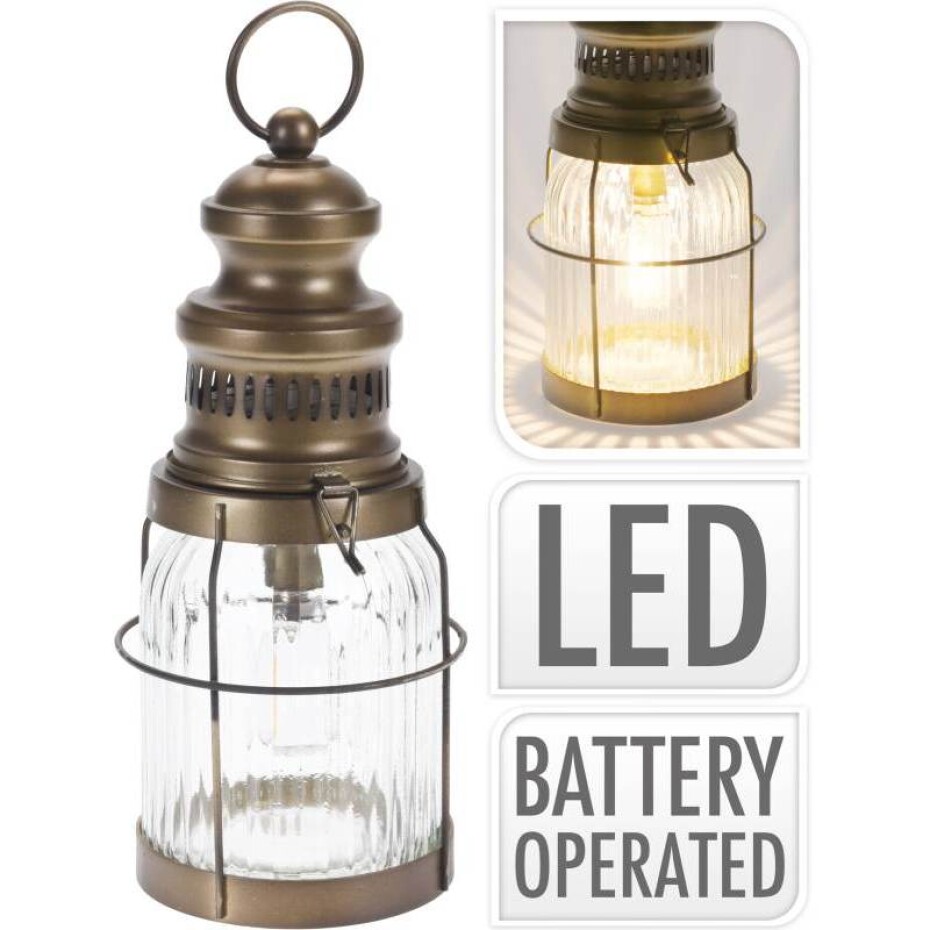 PROGARDEN Lucerna s LED osvětlením 29 cm hnědá KO-XX8323100 - main (0)