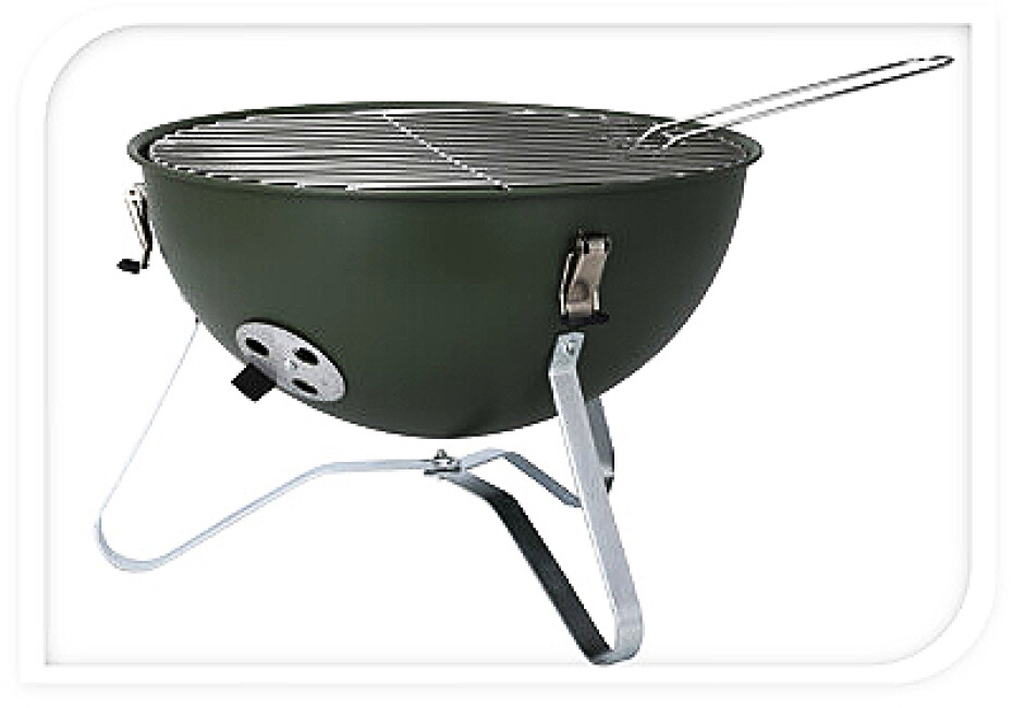 PROGARDEN Přenosný gril na dřevěné uhlí s víkem 37 cm army zelená KO-C83000410 - main (1)