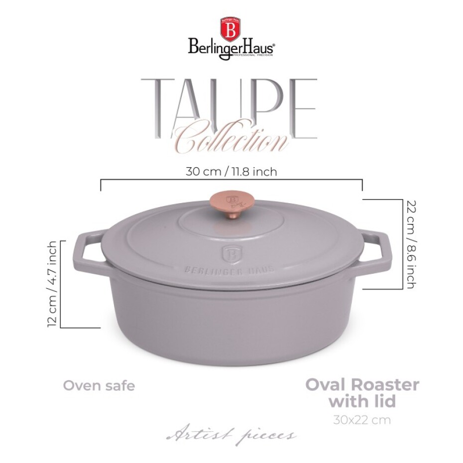 BERLINGERHAUS Pekáč litinový s poklicí 30 cm Taupe Collection BH-6541 - main (2)