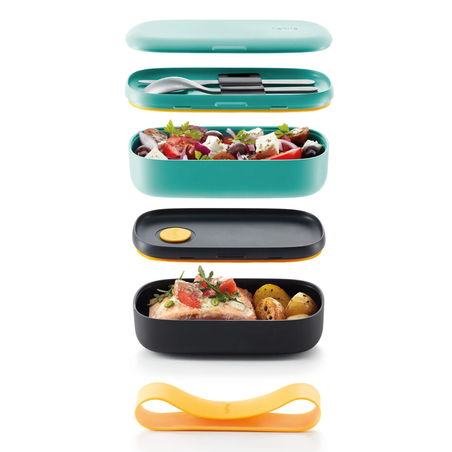 Obědový box LUNCHBOX TO GO 1 l, tyrkysová / černá, Lékué - main (3)