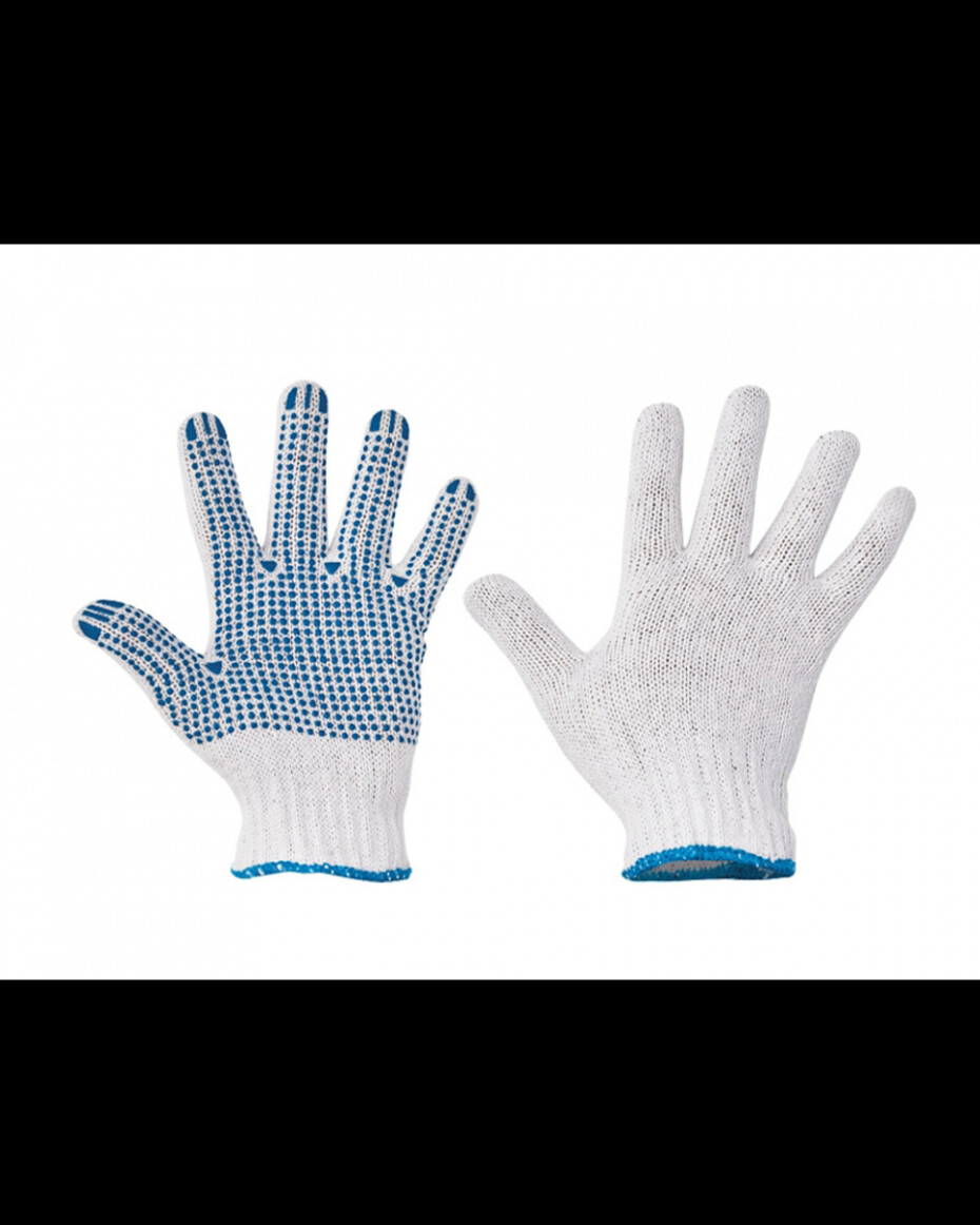 Rukavice pracovní povrstvené PLOVER,s PVC terčíky, 9-10 - main (1)
