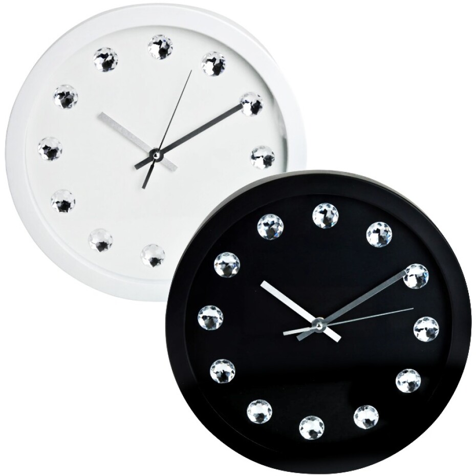 SEGNALE Nástěnné hodiny ručičkové s krystaly 30 cm bílá KO-837164270bila - main (2)