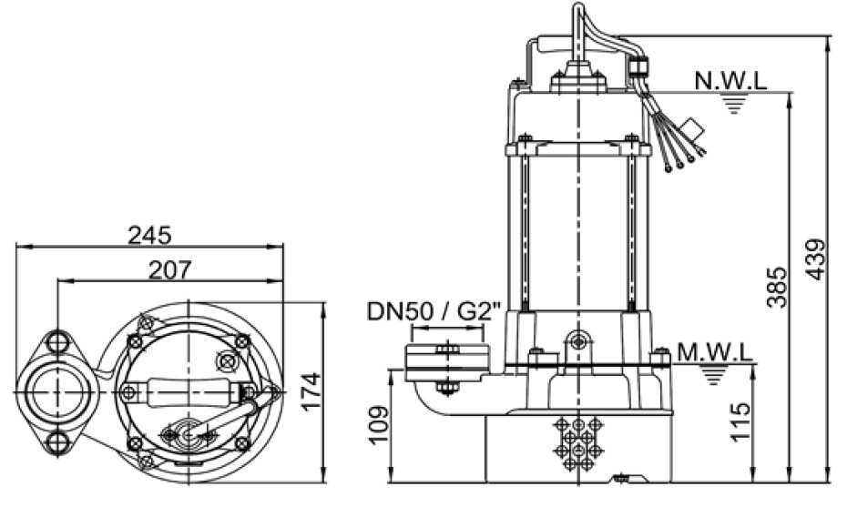Ponorné čerpadlo HCP SS‐05AF 400V s plovákem - main (2)