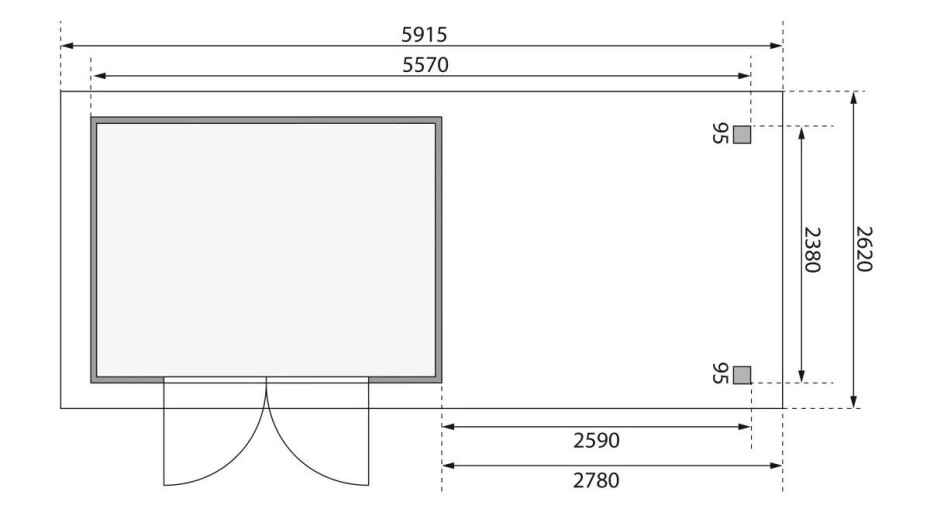 Dřevěný domek KARIBU ASKOLA 5 + přístavek 280 cm (9159) šedý LG3197 - main (3)