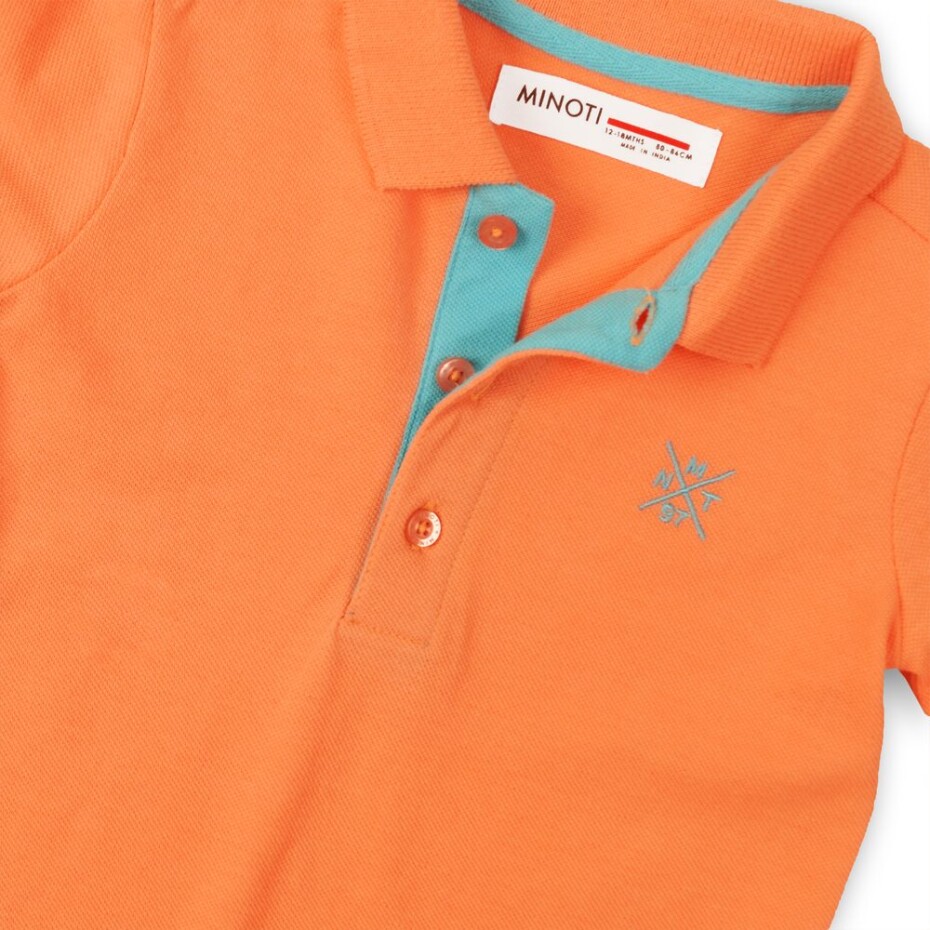 Tričko chlapecké Polo s krátkým rukávem, Minoti, 1POLO 6, oranžová - 86/92 | 18-24m - main (2)