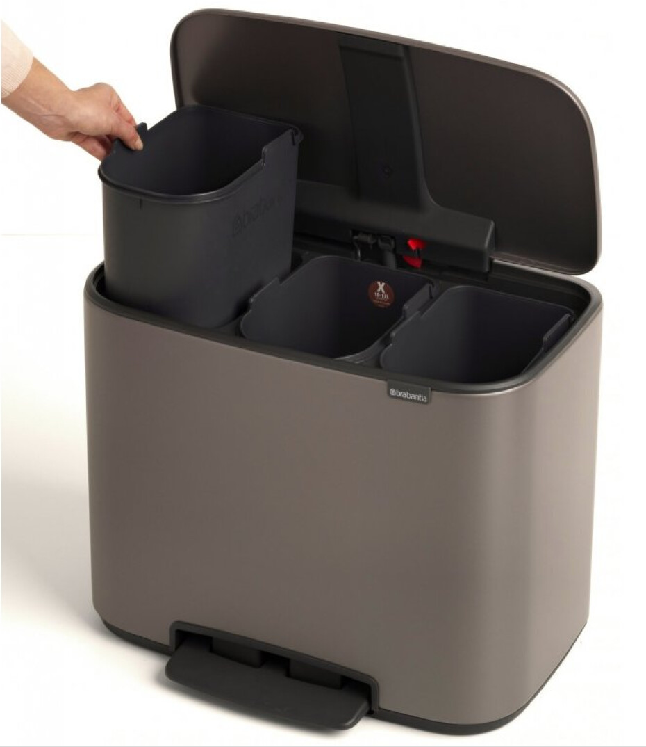 Pedálový odpadkový koš BO 3 x 11 l, platinová, Brabantia - main (2)