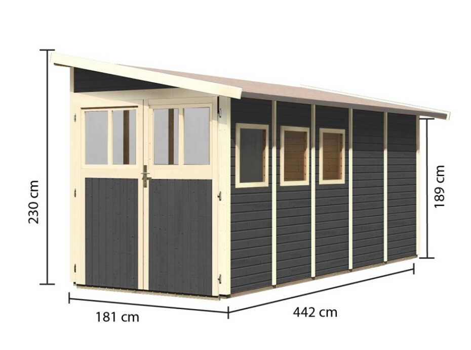 Dřevěný domek KARIBU WANDLITZ 5 (73075) šedý LG3094 - main (1)