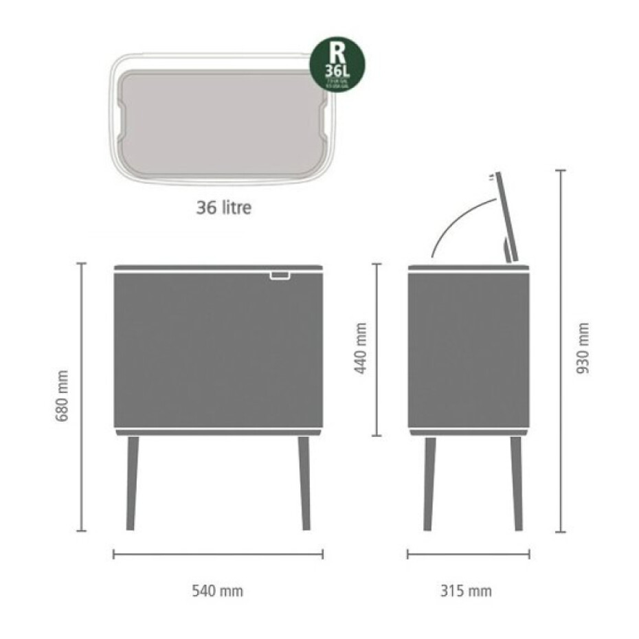 Dotykový odpadkový koš BO TOUCH BIN 36 l, bílá, Brabantia - main (12)