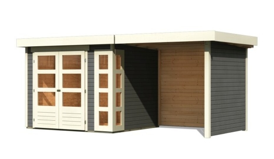 Dřevěný domek KARIBU KERKO 3 + přístavek 240 cm včetně zadní a boční stěny (82935) šedý LG2957 - main (0)