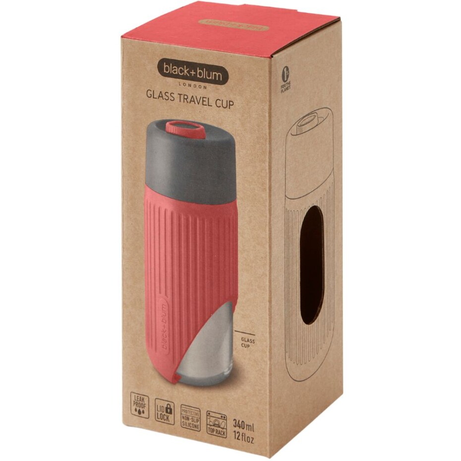 Cestovní hrnek 340 ml, korálová, sklo, Black+Blum - main (5)