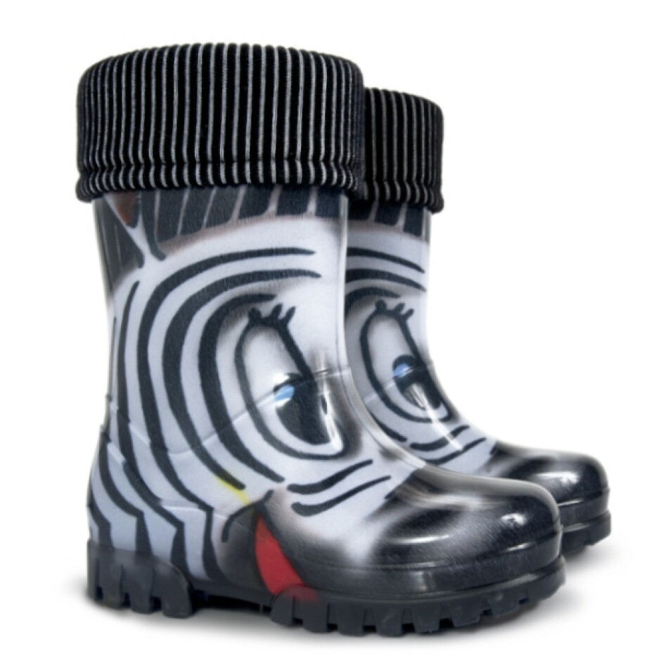 Dětské holínky Demar - TWISTER LUX PRINT 0038 S - zebra, černá/ bílá Barva: Černá, Velikost: 34-35 - main (0)