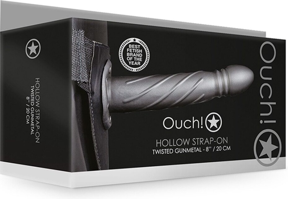 Ouch! Twisted Hollow Strap-on 8" 20cm Gunmetal - main (1)