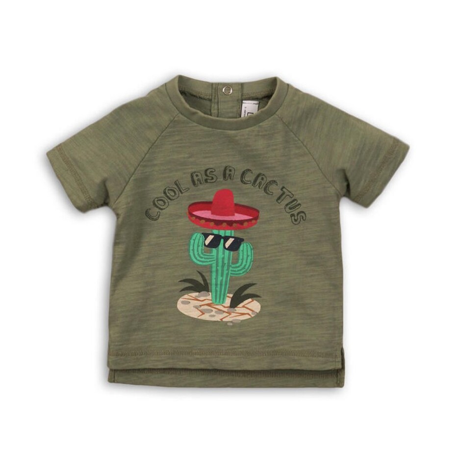 Tričko chlapecké s krátkým rukávem, Minoti, CACTUS 1, khaki - 62/68 | 3-6m - main (0)