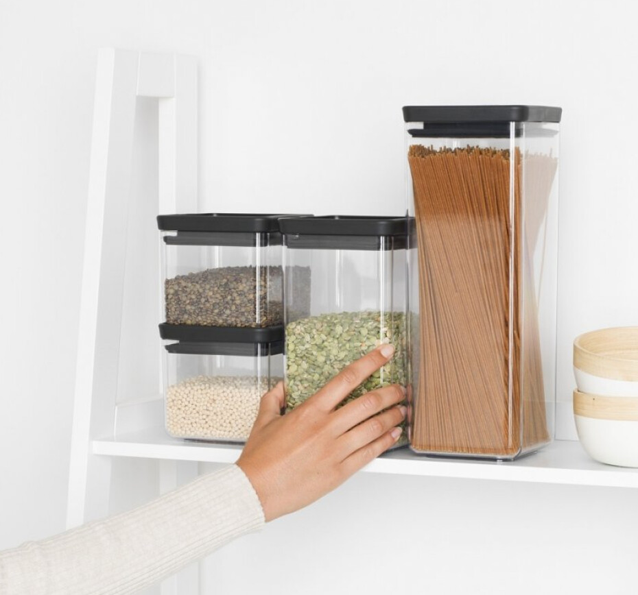 Box na potraviny TASTY PLUS, sada 4 ks, tmavě šedá, plast, Brabantia - main (2)