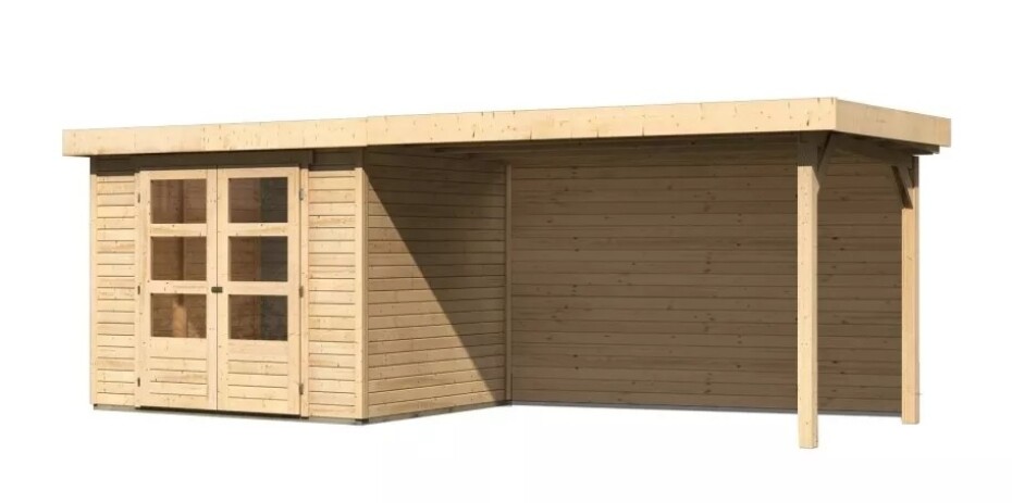 Dřevěný domek KARIBU ASKOLA 3 + přístavek 280 cm včetně zadní stěny (9173) natur LG3237 - main (0)